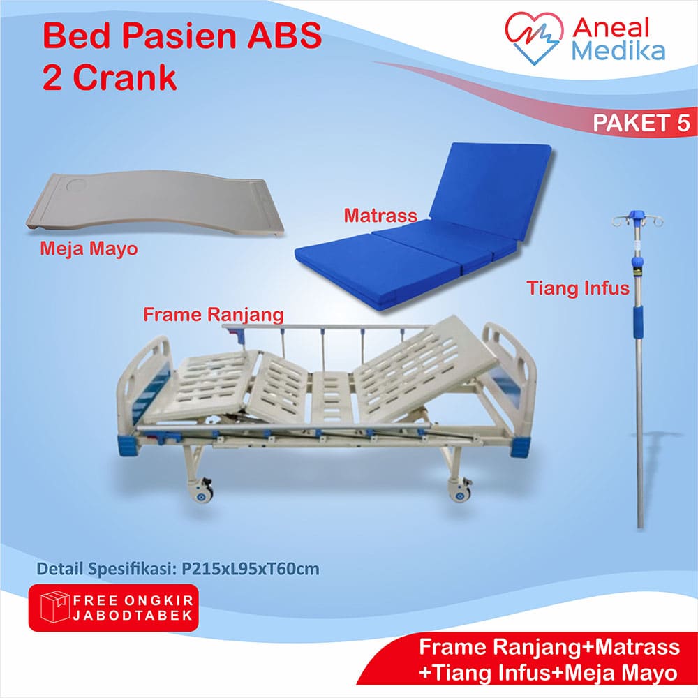 3 Bed 2 Crank e ranjang pasien abs 2 engkol