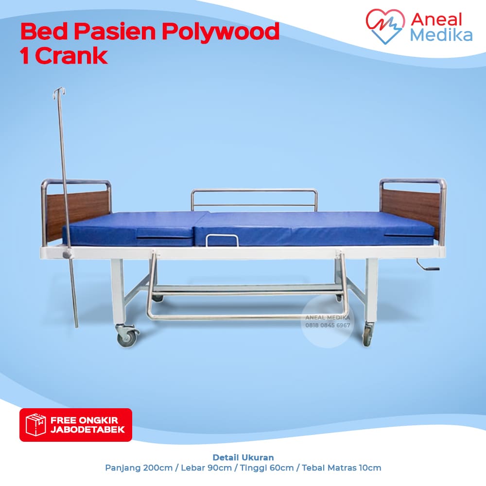 bed pasien polywood 1 crank